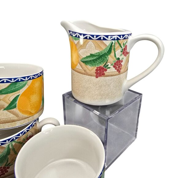 Sango Delight Ceramic Fruit-Themed Mugs Sugar Bowl & Creamer Set JJ3830 - Picture 5 of 11